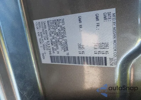 2025 Nissan Altima Sv Fwd from USA, damaged, VIN 1N4BL4DV3SN333396